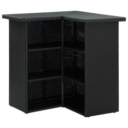 Ensemble de bar de jardin 4 pcs et coussins Résine tressée Noir 