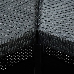 Ensemble de bar de jardin 4 pcs et coussins Résine tressée Noir 