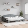 Lit de jour avec gigogne et matelas gris clair 80x200 cm tissu 