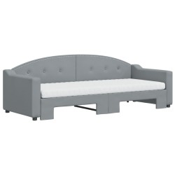 Lit de jour avec gigogne et matelas gris clair 80x200 cm tissu 