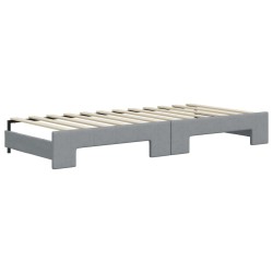Lit de jour avec gigogne et matelas gris clair 80x200 cm tissu 