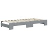 Lit de jour avec gigogne et matelas gris clair 80x200 cm tissu 