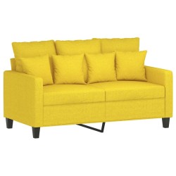 Ensemble de canapés 2 pcs avec coussins Jaune clair Tissu 