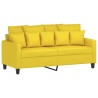 Ensemble de canapés 2 pcs avec coussins Jaune clair Tissu 