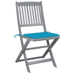 Chaises pliables d'extérieur lot de 2 et coussins Bois d'acacia 
