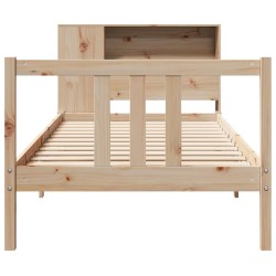 Lit bibliothèque sans matelas 90x190 cm bois de pin massif 