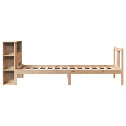 Lit bibliothèque sans matelas 90x190 cm bois de pin massif 