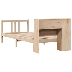 Lit bibliothèque sans matelas 90x190 cm bois de pin massif 
