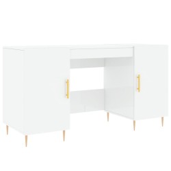 Bureau Blanc brillant 140x50x75 cm Bois d'ingénierie 