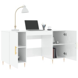 Bureau Blanc brillant 140x50x75 cm Bois d'ingénierie 