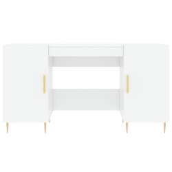 Bureau Blanc brillant 140x50x75 cm Bois d'ingénierie 