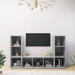 Meubles TV 3 pcs Gris béton 107x35x37 cm Bois d'ingénierie 