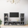 Meubles TV 3 pcs Gris béton 107x35x37 cm Bois d'ingénierie 