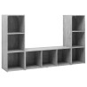 Meubles TV 3 pcs Gris béton 107x35x37 cm Bois d'ingénierie 
