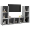 Meubles TV 3 pcs Gris béton 107x35x37 cm Bois d'ingénierie 