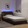 Cadre de lit avec LED sans matelas marron foncé 100x200cm tissu 