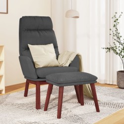 Chaise de relaxation avec tabouret Gris foncé Tissu 