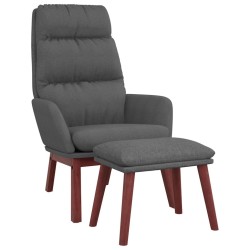 Chaise de relaxation avec tabouret Gris foncé Tissu 