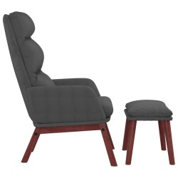 Chaise de relaxation avec tabouret Gris foncé Tissu 
