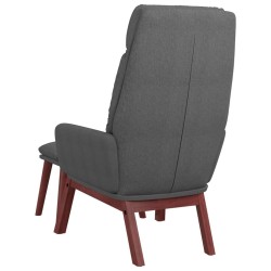 Chaise de relaxation avec tabouret Gris foncé Tissu 