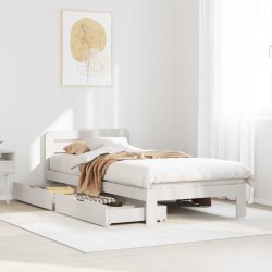 Cadre de lit sans matelas blanc 75x190 cm bois de pin massif 