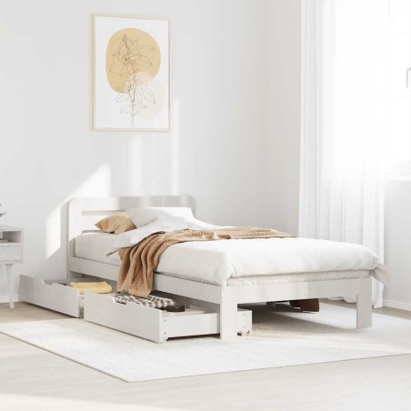 Cadre de lit sans matelas blanc 75x190 cm bois de pin massif 
