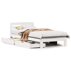 Cadre de lit sans matelas blanc 75x190 cm bois de pin massif 