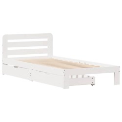 Cadre de lit sans matelas blanc 75x190 cm bois de pin massif 