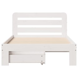 Cadre de lit sans matelas blanc 75x190 cm bois de pin massif 