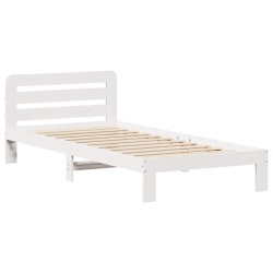 Cadre de lit sans matelas blanc 75x190 cm bois de pin massif 