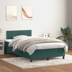 Sommier à lattes de lit et matelas vert foncé 120x210cm velours 