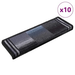 Tapis d'escalier autoadhésifs 10 pcs 65x21x4 cm Noir et gris 