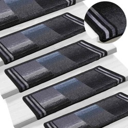 Tapis d'escalier autoadhésifs 10 pcs 65x21x4 cm Noir et gris 