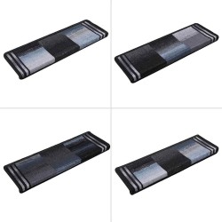 Tapis d'escalier autoadhésifs 10 pcs 65x21x4 cm Noir et gris 