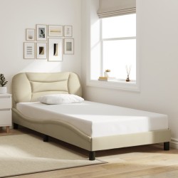 Cadre de lit sans matelas crème 100x200 cm tissu 
