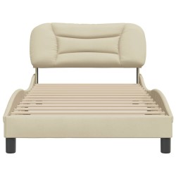 Cadre de lit sans matelas crème 100x200 cm tissu 