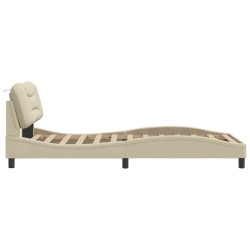 Cadre de lit sans matelas crème 100x200 cm tissu 