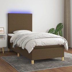 Sommier à lattes de lit et matelas et LED Marron foncé 80x200cm 