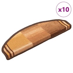 Tapis d'escalier autoadhésifs 10 pcs 65x21x4 cm Marron 