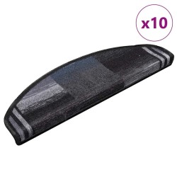 Tapis d'escalier autoadhésifs 10 pcs 65x21x4 cm Noir et gris 