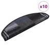 Tapis d'escalier autoadhésifs 10 pcs 65x21x4 cm Noir et gris 