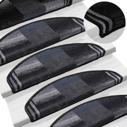 Tapis d'escalier autoadhésifs 10 pcs 65x21x4 cm Noir et gris 