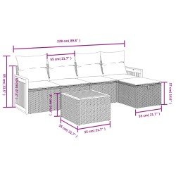 Salon de jardin avec coussins 6 pcs beige résine tressée 