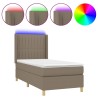 Sommier à lattes de lit matelas et LED Taupe 80x200cm Tissu 