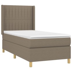 Sommier à lattes de lit matelas et LED Taupe 80x200cm Tissu 