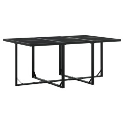 Ensemble à manger de jardin coussins 7 pcs noir résine tressée 