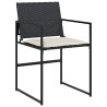 Ensemble à manger de jardin coussins 7 pcs noir résine tressée 