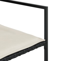 Ensemble à manger de jardin coussins 7 pcs noir résine tressée 