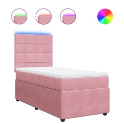 Sommier à lattes de lit avec matelas Rose 90x200 cm Velours 