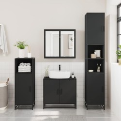 Ensemble de meubles salle de bain 4 pcs noir bois d'ingénierie 